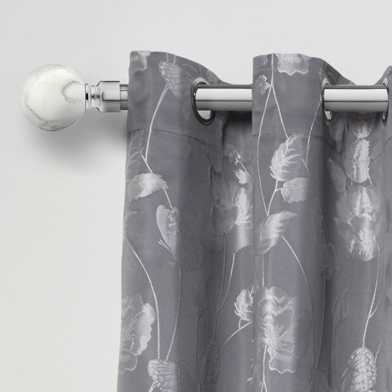 Marble Brushed Silver Stainless Steel Adjustable 160cm to 300cm 2cm Single Curtain Pole, 1.2 - 2.1m