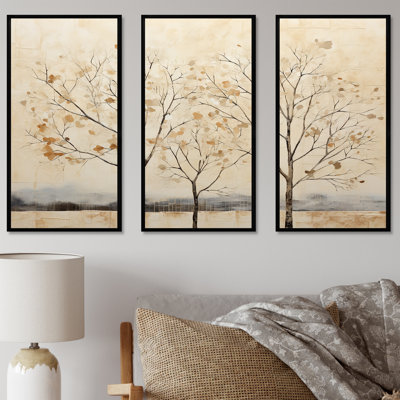 Beige Trees Harmony V - Tree Wall Art Print Set
