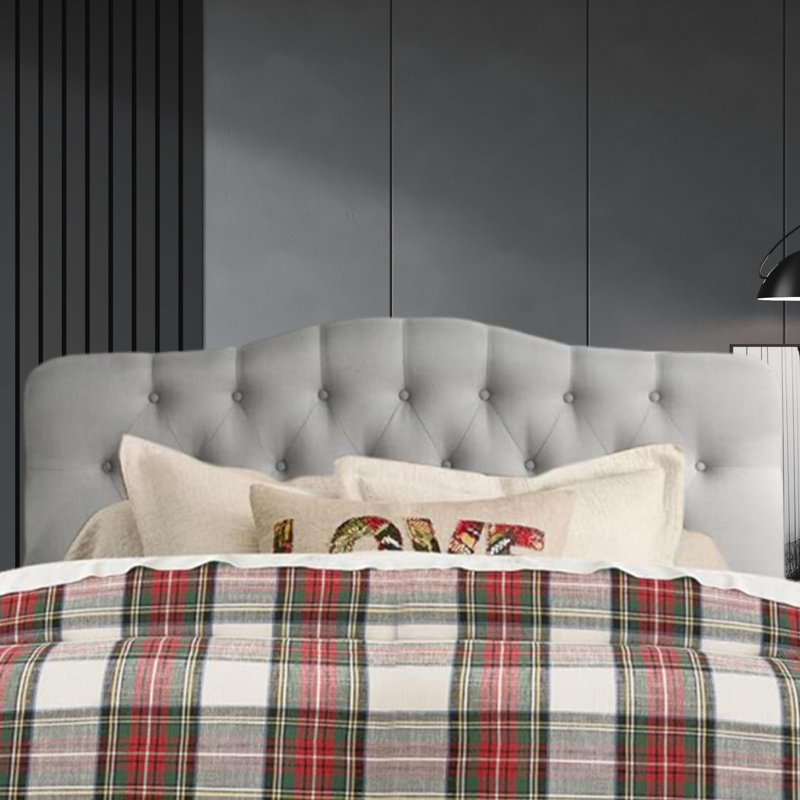 Tête de lit tapissier en lin à hauteur réglable, Grey, Double
