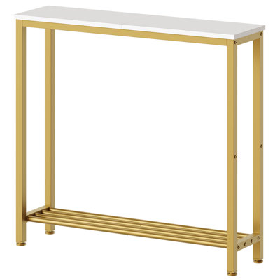29.5" 2-Tier Small Console Table Narrow Sofa Table with Storage