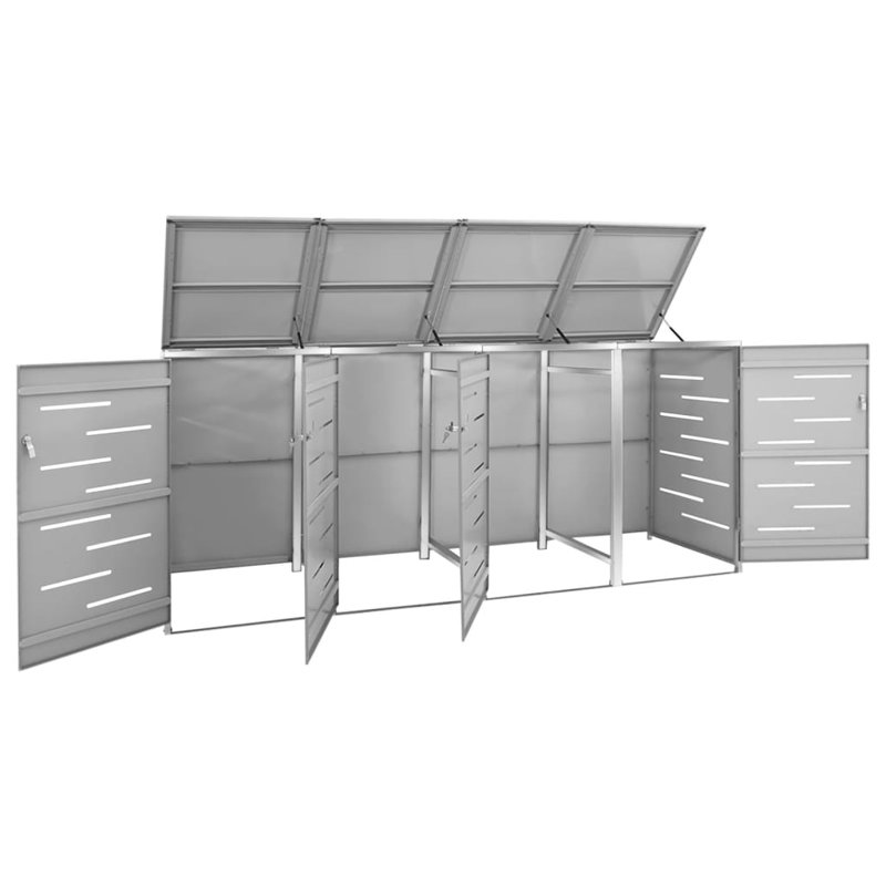 9.08 ft. W x 2.54 ft. D Stainless Steel Horizontal Garbage Shed, Gray