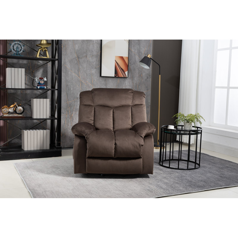 38.1'' W Oversized Velvet Power Lift Assist Standard Recliner Chair, Brown Velvet
