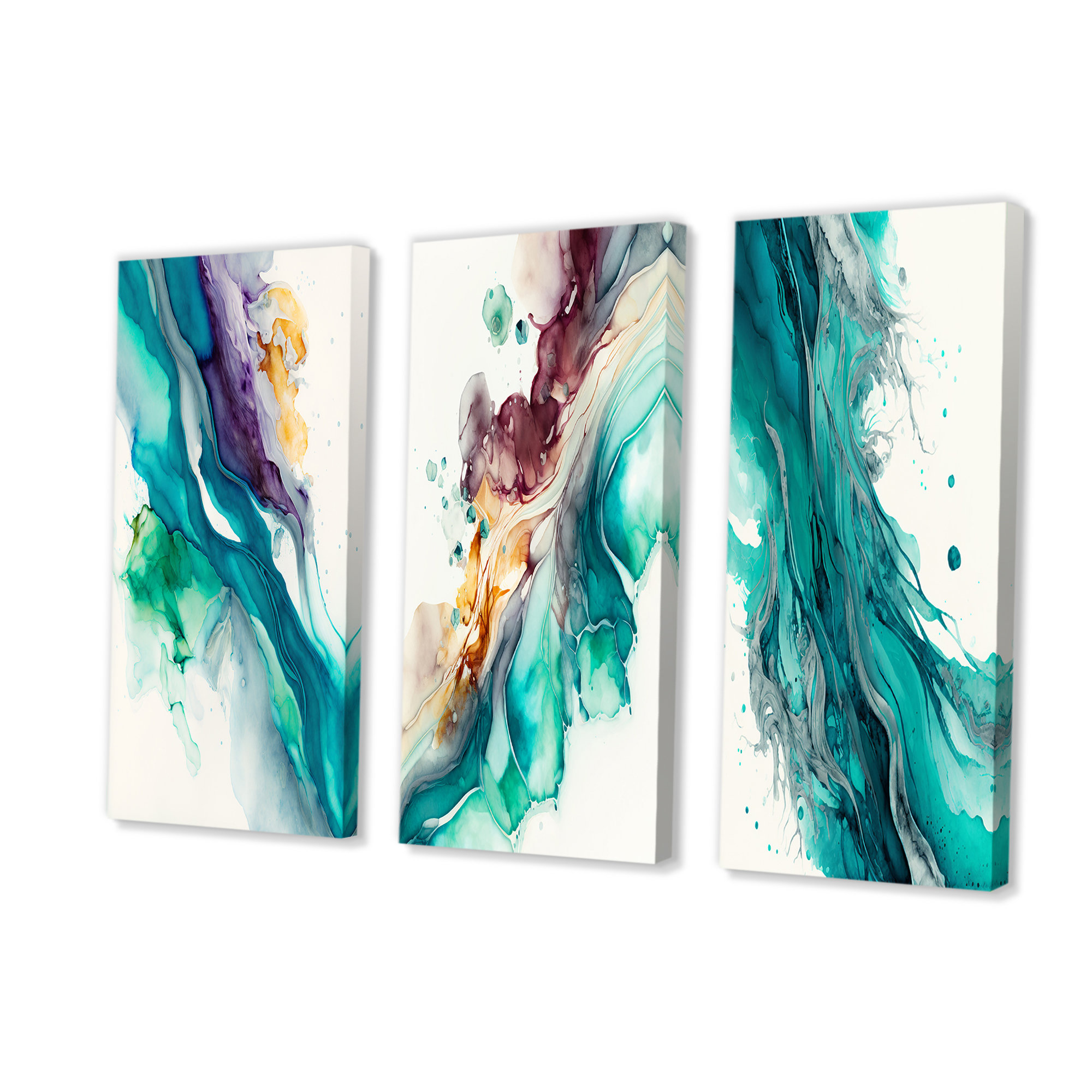 Ivy Bronx Tropical Turquoise Joyfulness III - Abstract Liquid Ink Art ...