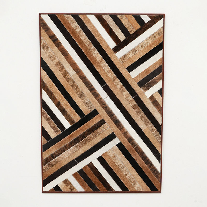 Art mural moderne | Décoration murale en cuir avec cadre en bois Hairon | 30 x 20 po