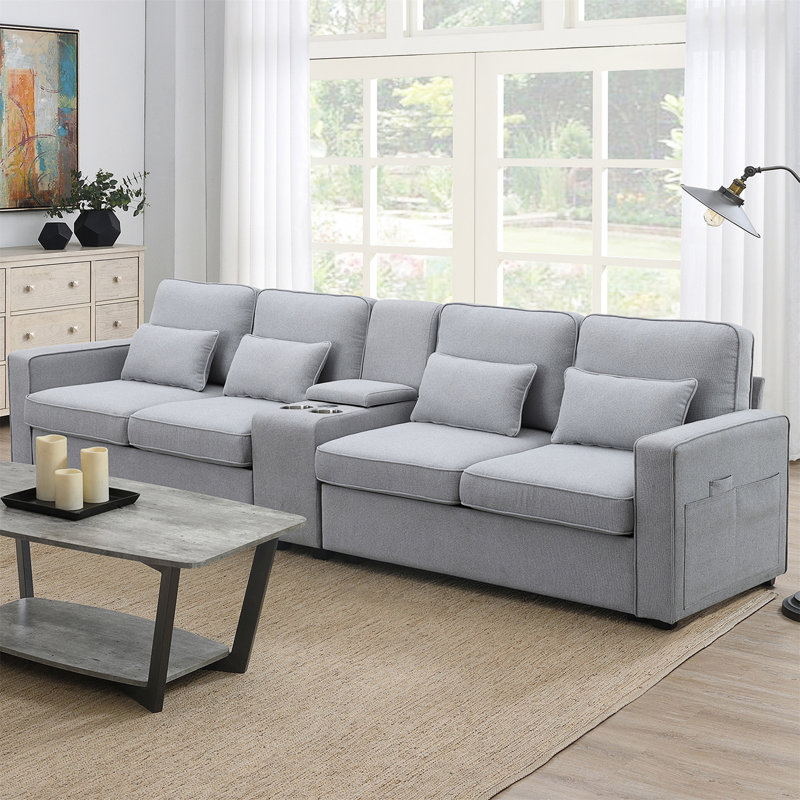 Gokdeniz Upholstered 114.2'' Sofa, Light Gray Fabric