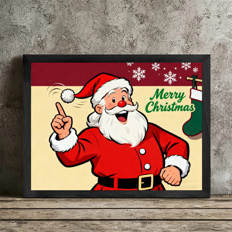 Cadre noir rétro Santa Merry Christmas Wall Art Festive Decor, H 9 po x l 11 po