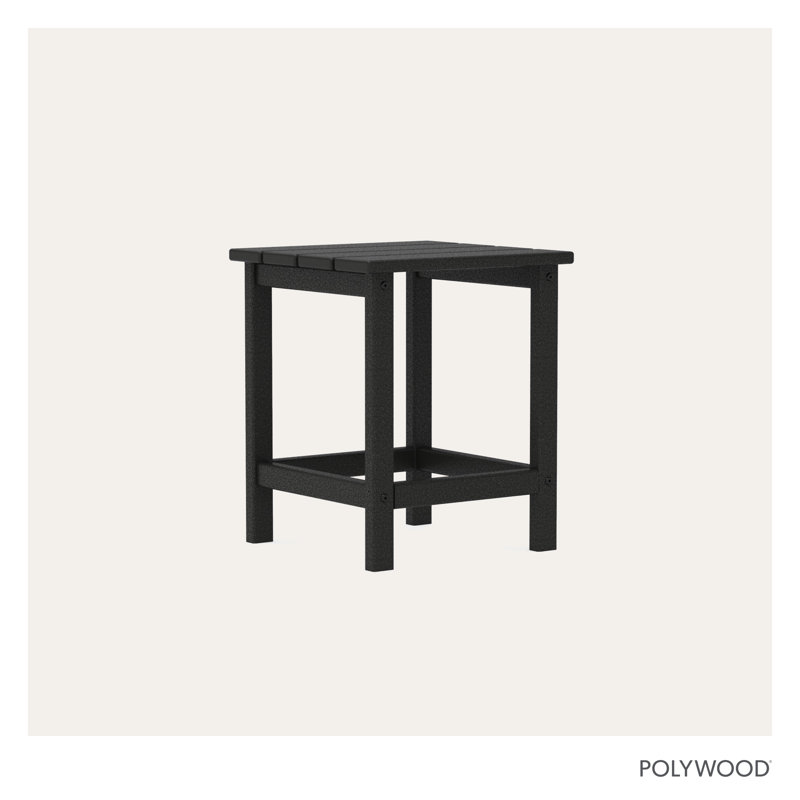POLYWOOD Long Island 18" Side Table, Black