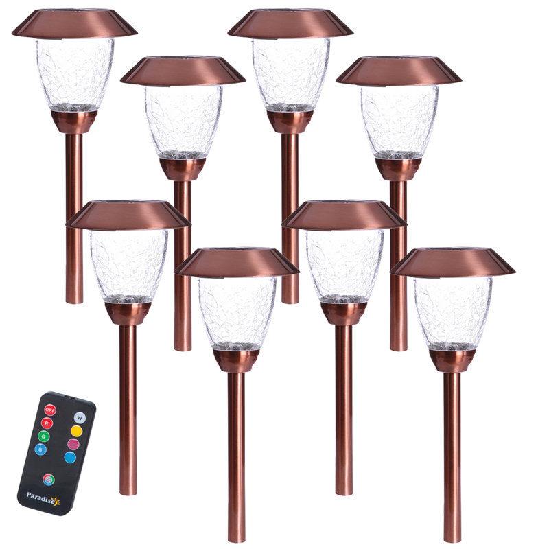 Solar Powered Integrated LED Metal Pathway Light Pack, Copper