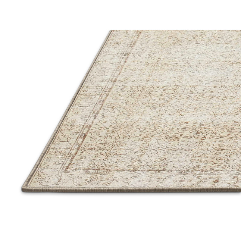 Tapis de zone beige/crème contemporaine, Rectangle 5 pi x 7 pi