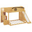 Lit simple superposé au dessus d'un lit double avec glissade et escalier, tablette de rangement et garde-robe, lit superposé en bois avec garde-corps-159232971