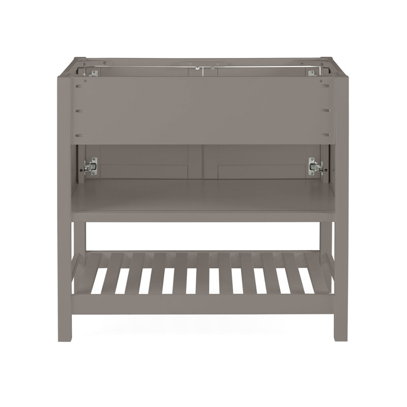 Gray Pine Freestanding Vanity Cabinet with Open Shelf