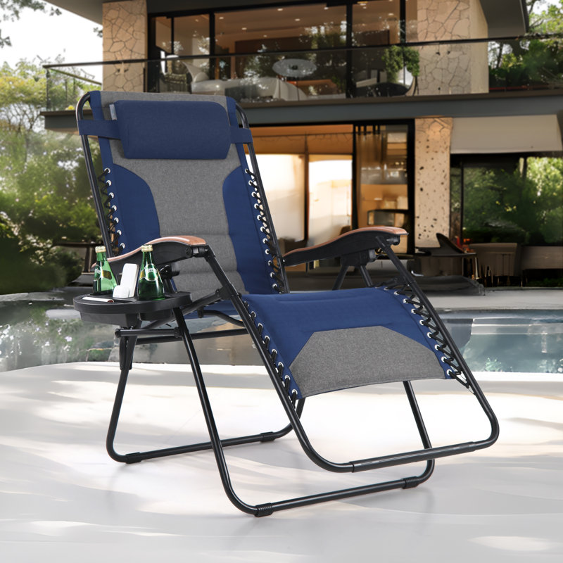 Fauteuil inclinable zéro gravité avec coussin Syril, Bleu marine