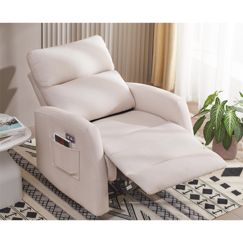 Fauteuil inclinable électrique rembourré, Microfibre beige