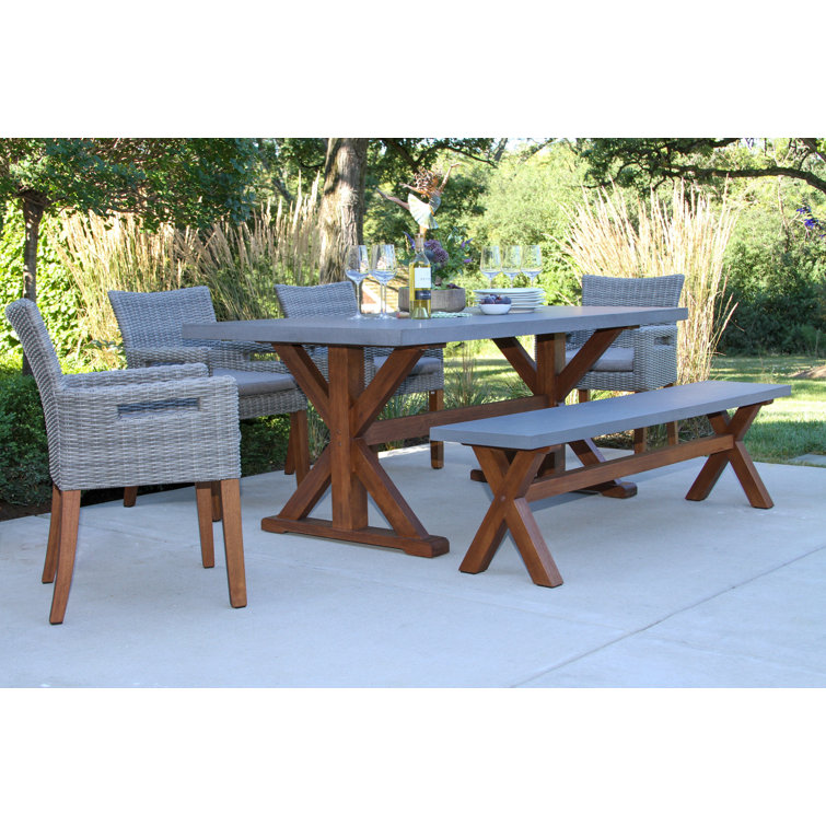Fleur 74'' Rectangular 7 - Person Outdoor Dining Set