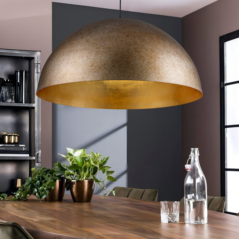 Luminaire suspendu en dôme argenté à 3 lumières Mccarroll, H 16,5 po x l 31,5 po x P 31,5 po
