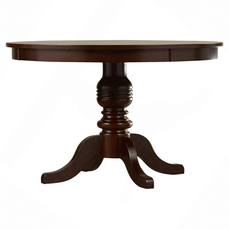 1Pc Dining Table Brown Cherry Solid Wood Round Pedestal Table Kitchen Breakfast Table