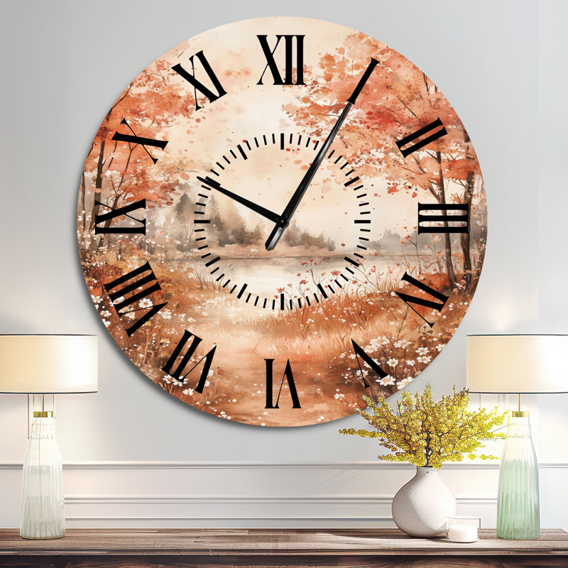 Horloge murale botanique en métal Red Lake, Surdimensionné