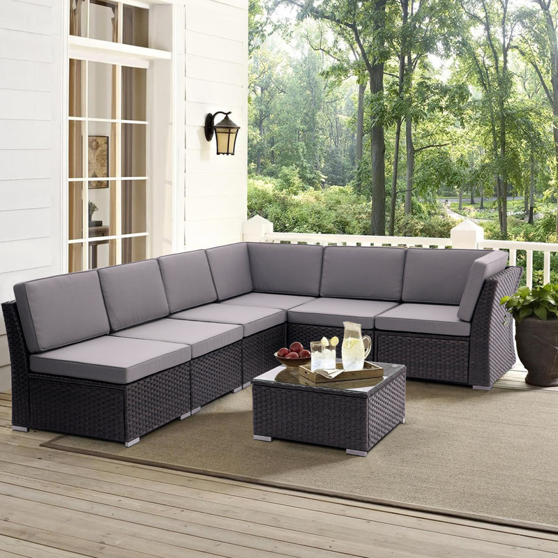 Sanae 6 - Person Seating Group with Cushions, Taupe
