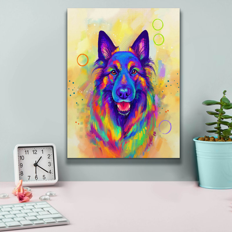 «Pop Art German Shepherd 2» par Furbaby Affiliates, art mural, H 16 po x l 12 po x P 0,75 po