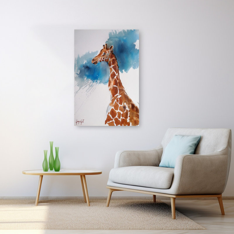 Girafe aquarelle, 48" H x 32" W