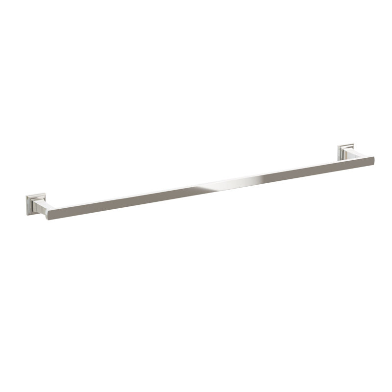 Barre à serviettes évasée transitionnelle 9 po avec rosette carrée Emtek, Nickel poli, H 1,625 po x L 31,34 po x P 3,125 po