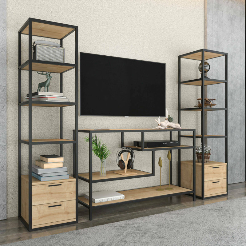 Dpisan TV Stand for TVs up to 88", Black/Oak