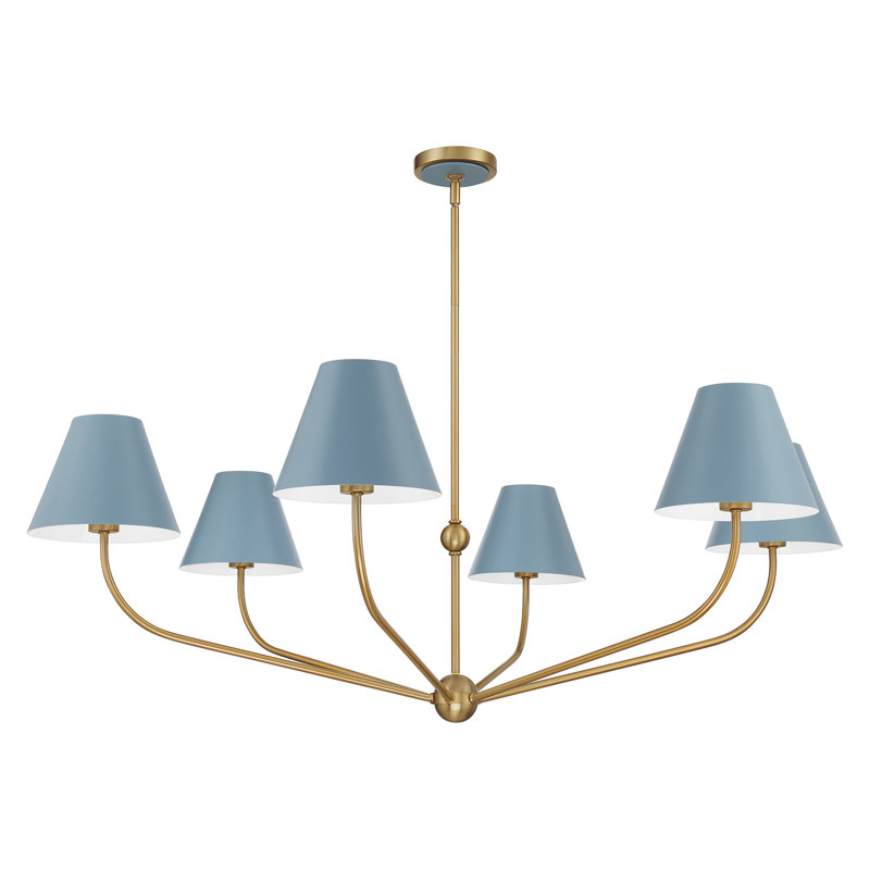 Augustina Light Vibrant Chandelier, Blue/White, 6, 12.6"H x 48"W x 48"D