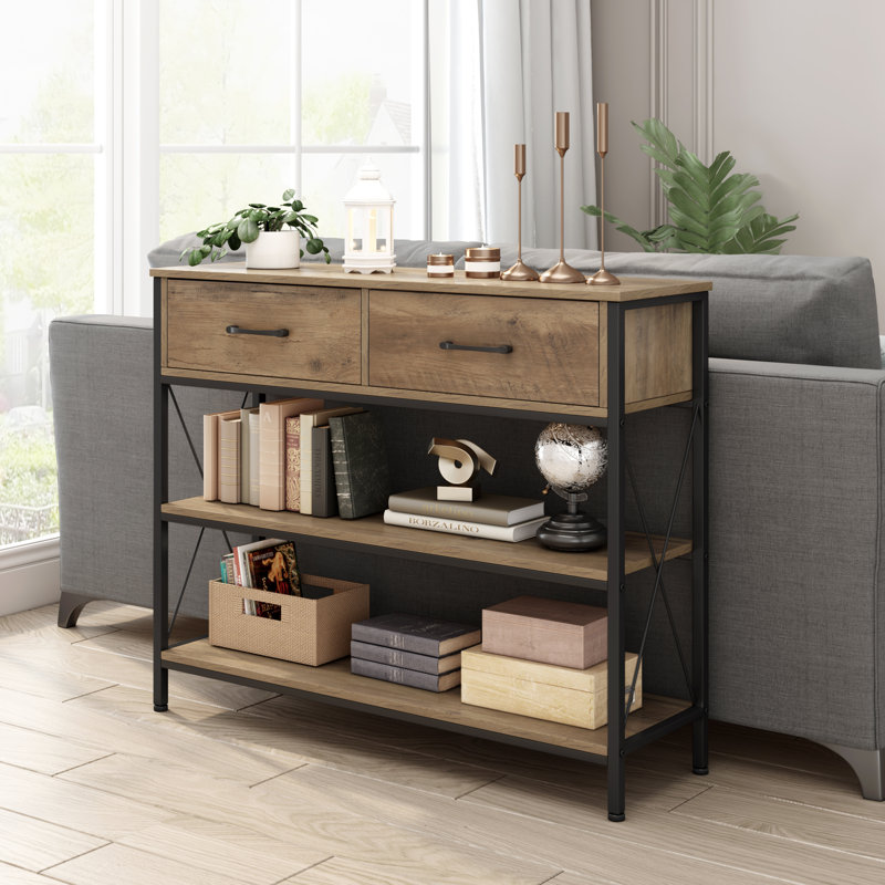 Console avec 2 tiroirs Kedarian 39,4 po - EN VENTE!, Brun / noir