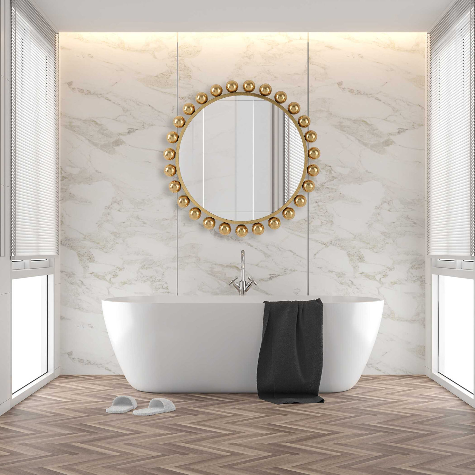 Asana 34" Accent Mirror, Gold Foil