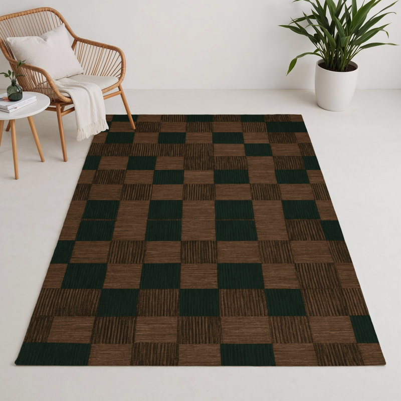 Tapis d'intérieur et d'extérieur à carreaux vert, Rectangle 9 pi x 12 pi