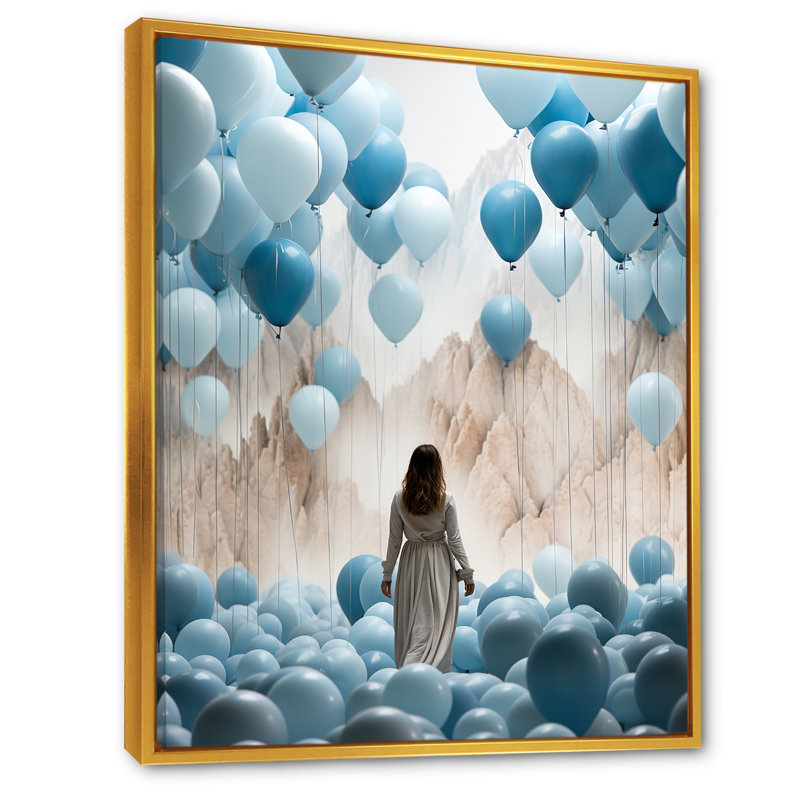 Sky Is The Limit Woman Motivation I - Motivation, art mural, Cadre flottant doré, 44" H x 34" W