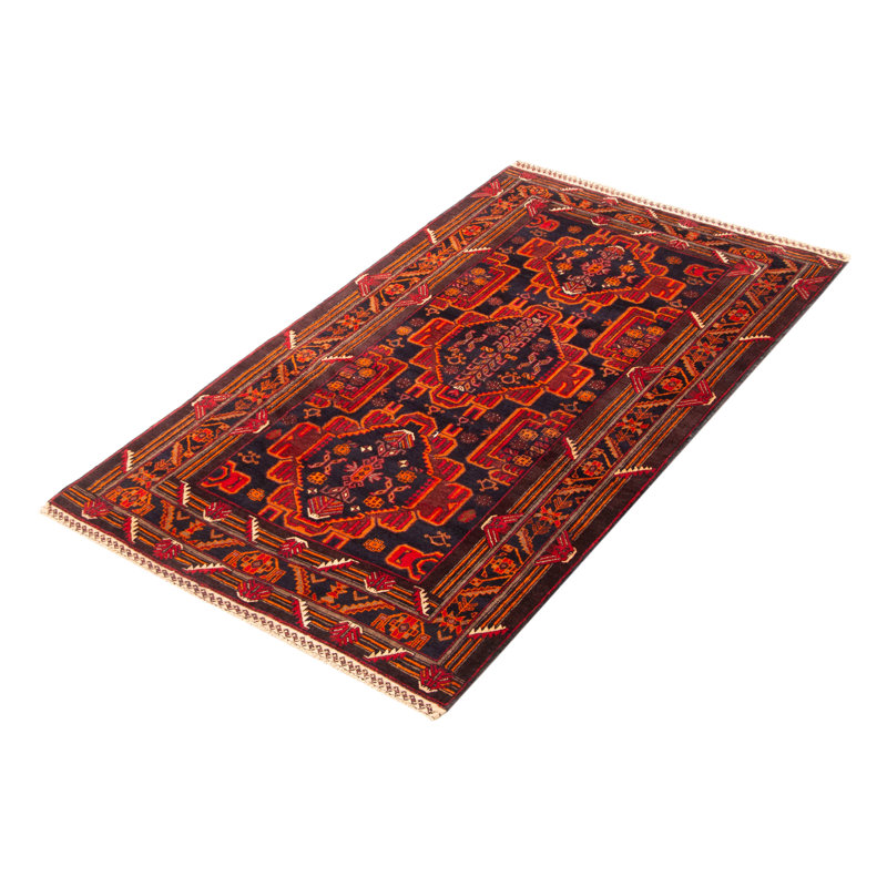 Tapis bleu foncé Teimani 3 pi 6 po x 6 pi 6 po