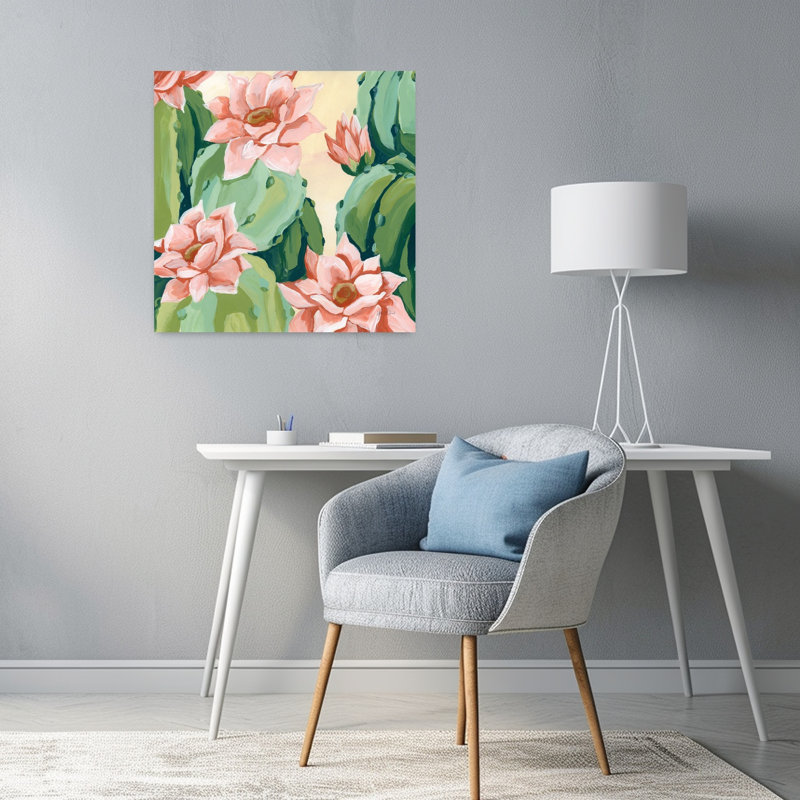 Fleurs du désert | Affiche murale abstraite et contemporaine représentant un paysage de cactus et de fleurs succulentes