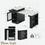 Îlot de cuisine avec table de salle à manger extensible, rangement double face, 2 tiroirs, prise de courant et tablettes latérales ouvertes-520303231