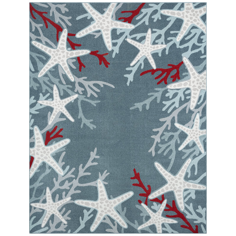 Tapis bleu marine Starfish, Rectangle 7 pi 10 po x 10 pi 2 po