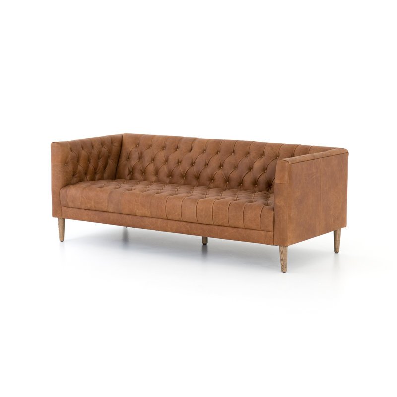 Williams Leather Sofa-75"-Nat Wash Camel, Natural Washed Camel Genuine Leather