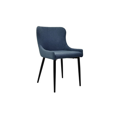 RUBENS UPHOLSTERED CHAIR - BOUCLE FABRIC - BLACK SAND POWDER COATED LEGS (PAIR)
