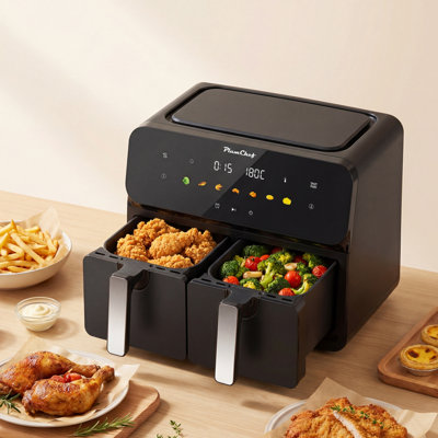 Dual Basket Air Fryer 10QT, 2×5QT SyncCook Digital Control, 1700W Rapid Airflow Dishwasher-Safe