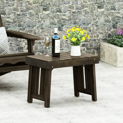 Table d'appoint pliable en bois gris avec raffinement à lattes, l 21,07 po x P 13,87 po, H 15,77 po
