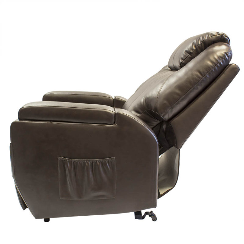 90cm Wide Lift Assist Standard Recliner, Brown Faux Leather