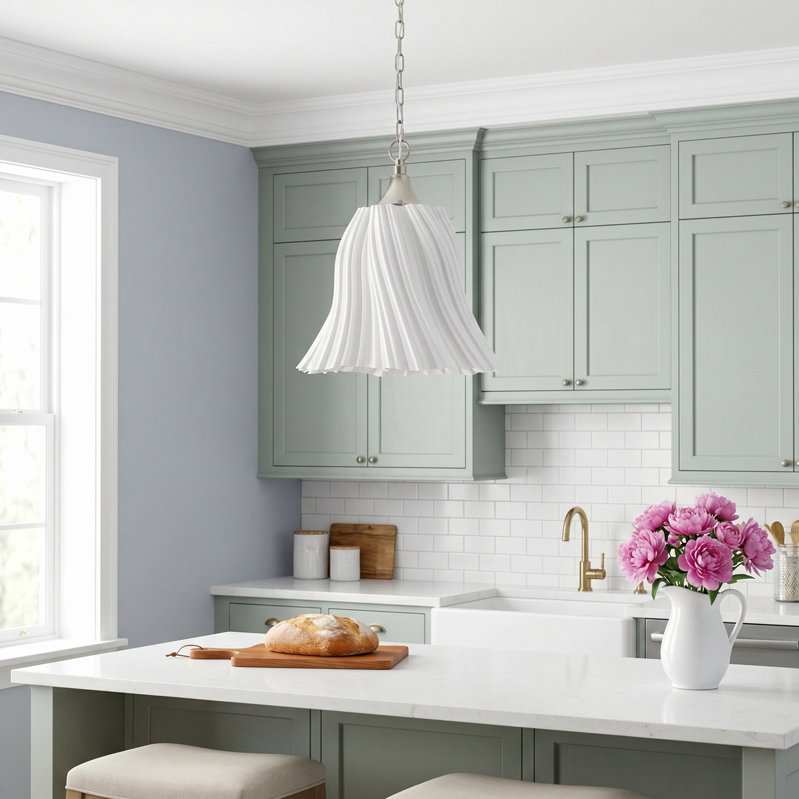 Twirl Single Light Porcelain Dimmable Pendant