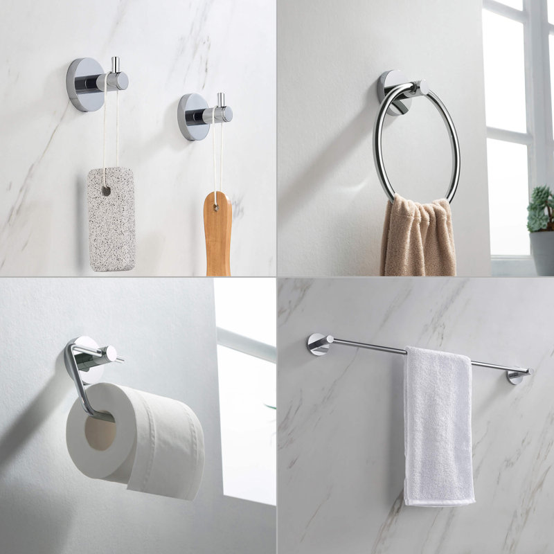 Circular 5 - Piece Bathroom Hardware Set, Chrome