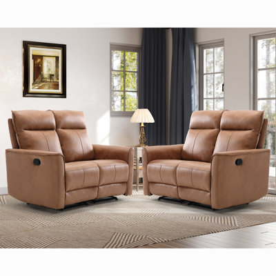 Hogansville 55.4" Wide Modern Comfortable Upholstered Standard Manual Reclining Loveseat (Set of 2)