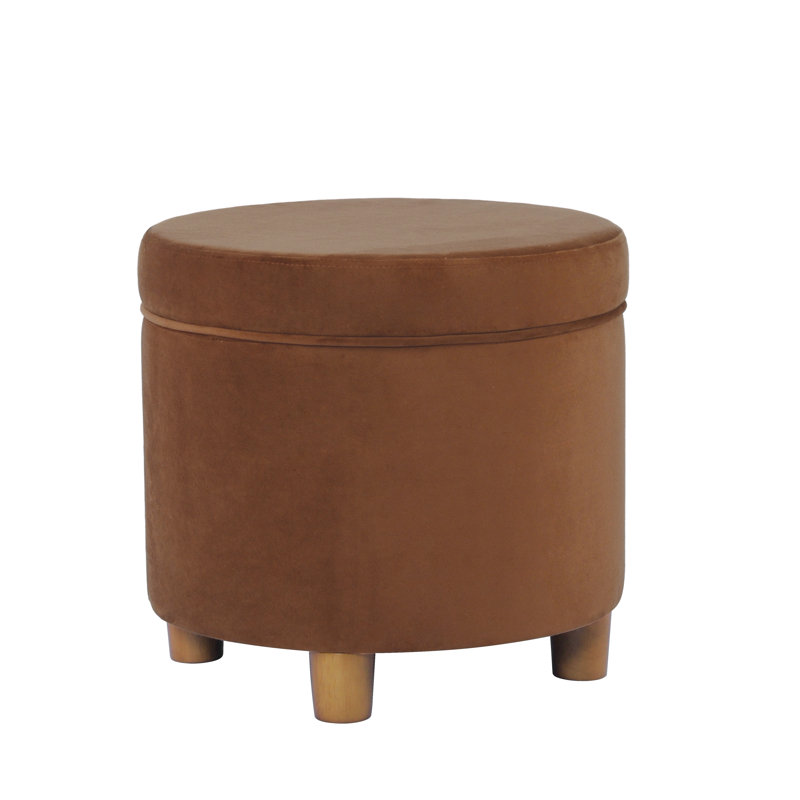 Mayen 19" Wide Round Storage Ottoman, Spice Velvet