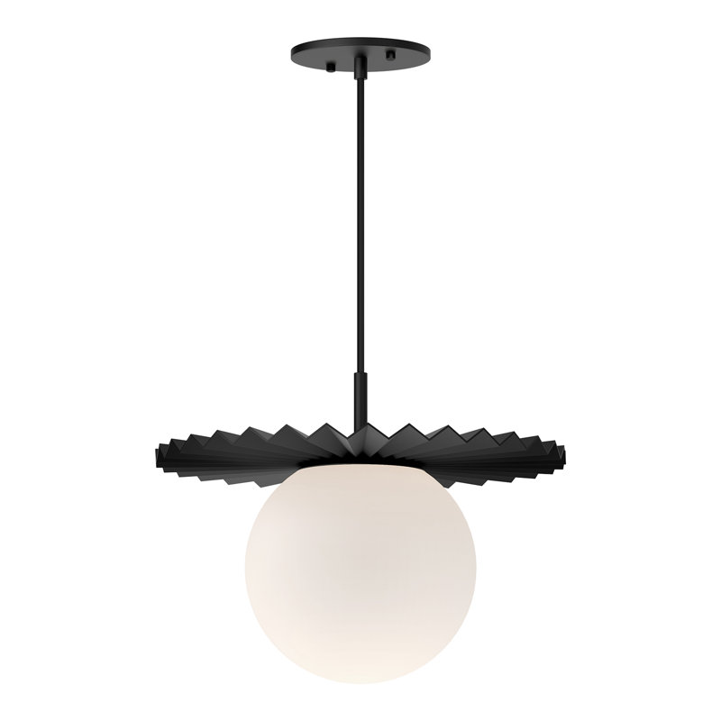 Carletta 1 - Light Single Pendant, Matte Black/Opal Matte Glass, 11.75" H x 13.88" W x 13.88" D