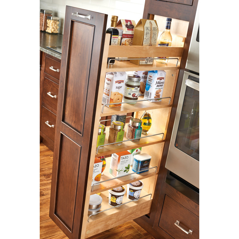 Rev-A-Shelf Wood Tall Cabinet Pull Out Pantry Organizer with Soft Close, 5" W