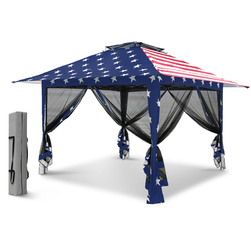 13 ft Brown Steel Patio Gazebo with Clear Roof