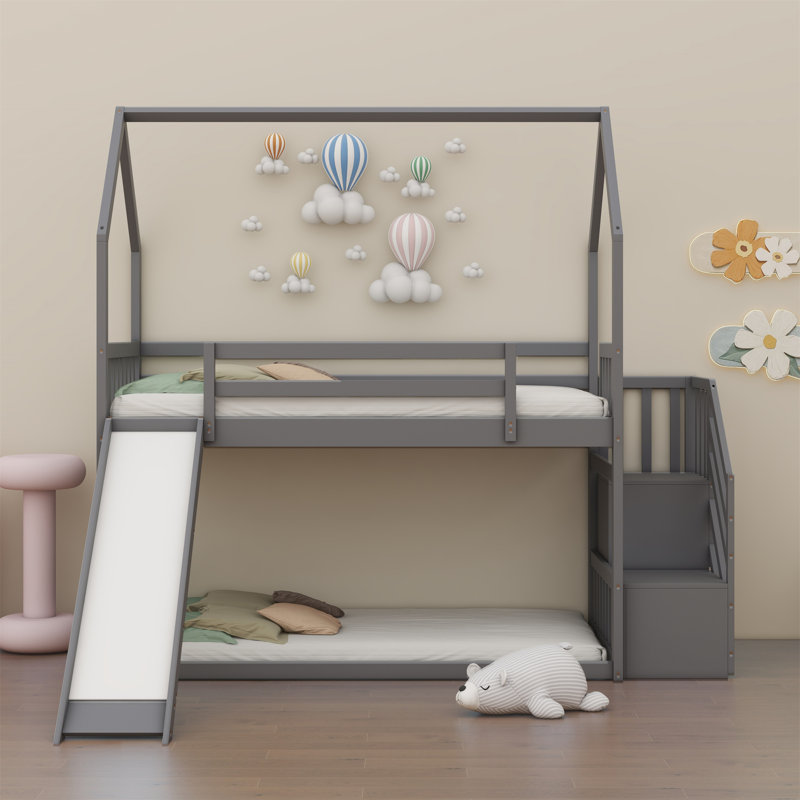 Lit superposé simple au-dessus de simple Ajdina Kids, Gris