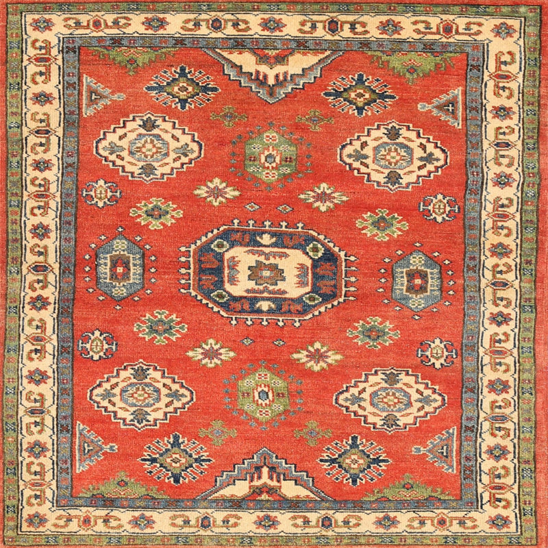 Tapis traditionnel mehroon/noir/bleu, Carré 5 pi