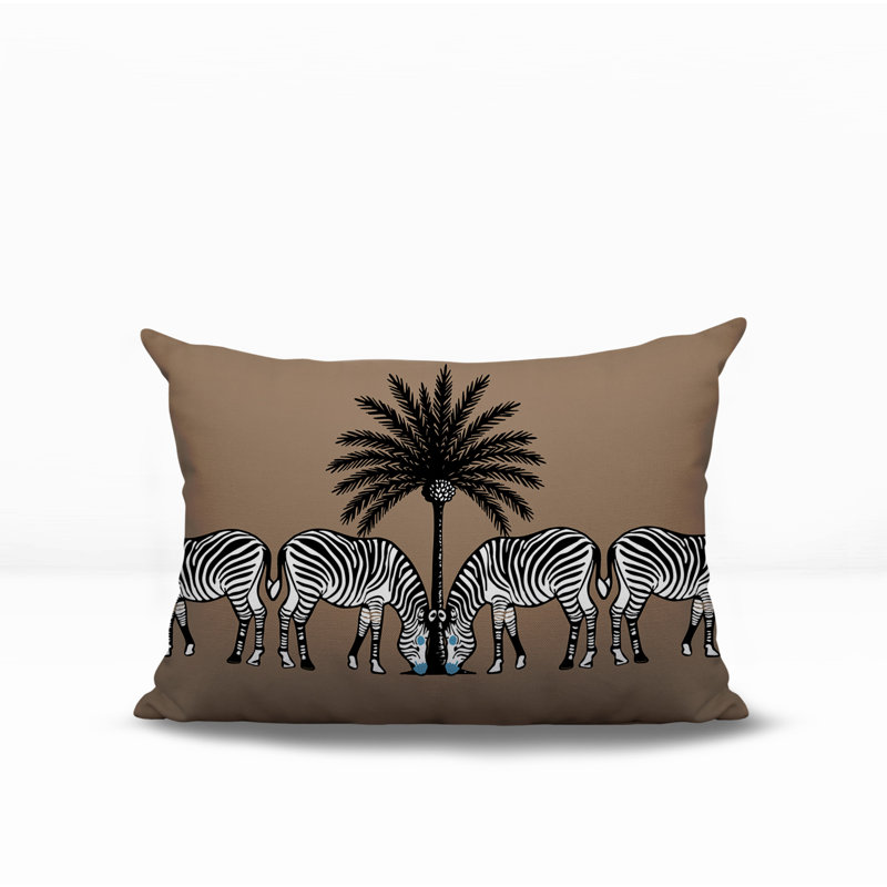Oreiller rectangulaire réversible intérieur / extérieur Camo Zebra, Beige, H 14 po x l 20 po